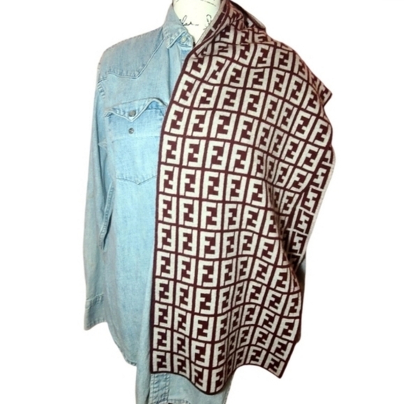 🏅FENDI Zucca Wool Scarf🍭GIFT🎵TRENDING - Picture 3 of 9
